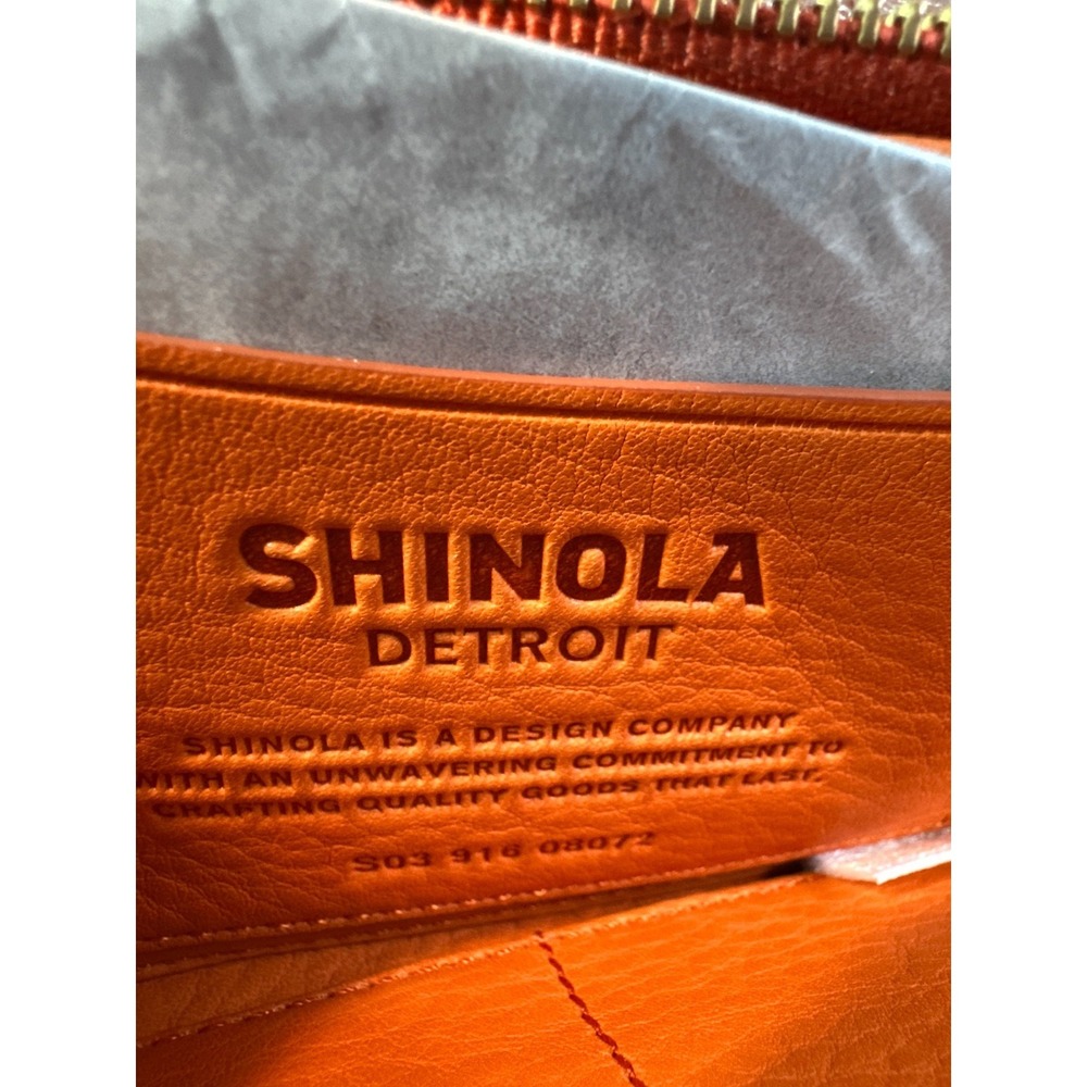 Shinola Detroit The Pocket Zip Wallet in Bold Orange Leather NEW $295 MSRP - Picture 15 of 16